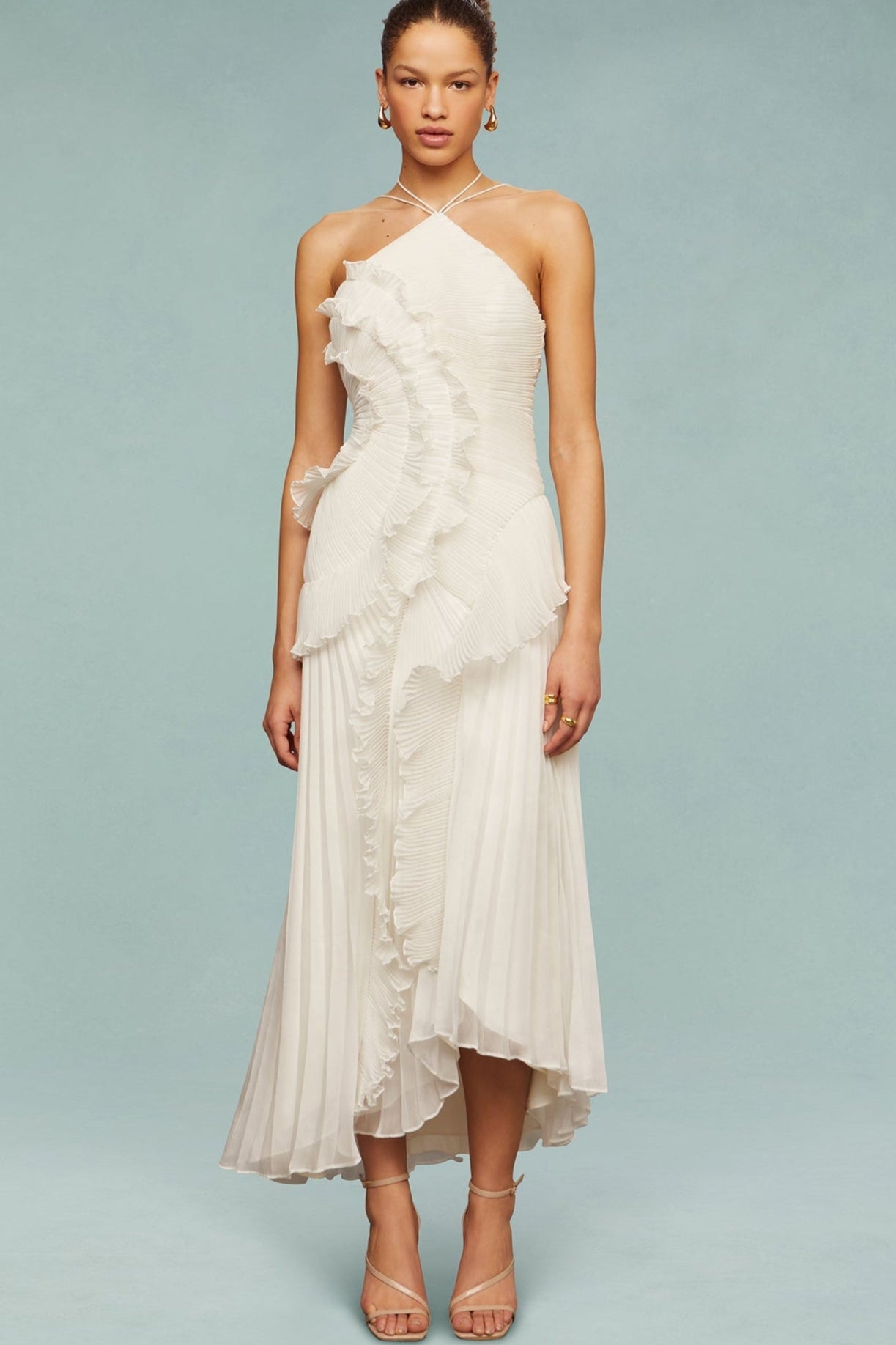 Lavirea – Sculpted pleats – One-shoulder midi dress