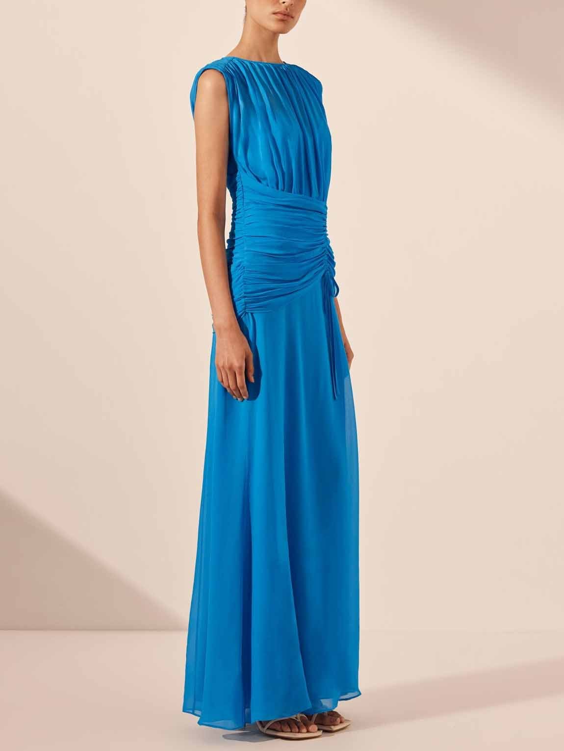 Elegant Sleeveless Flowing Pleated Maxi Dress