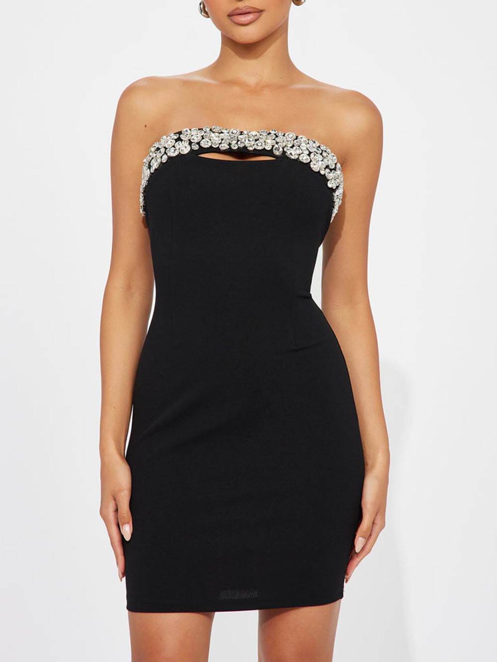 Elegant Faux Diamond Cutout Temptation Mini Dress