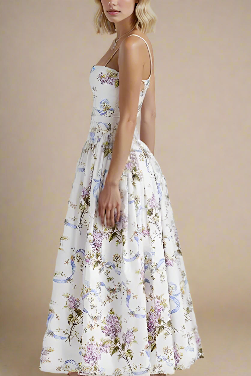 Tasmin Midi Dress - White Floral
