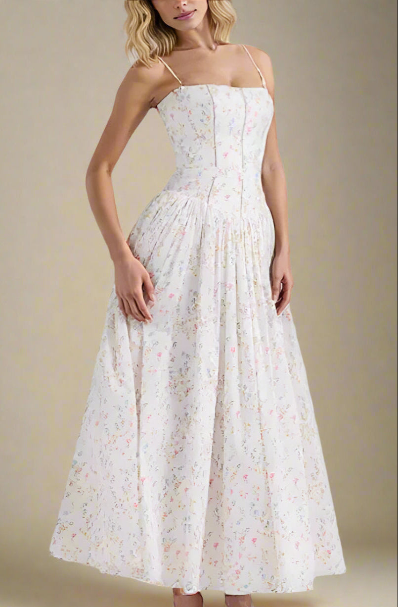 Tasmin Midi Dress - White Print
